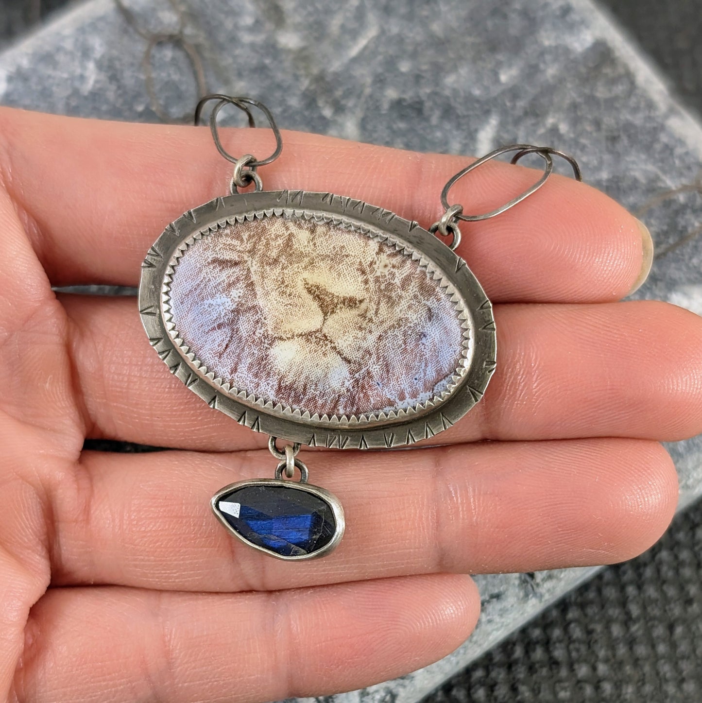 Enamel Lion and Sapphire Necklace