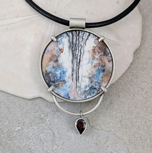 Enamel Shell and Garnet Necklace