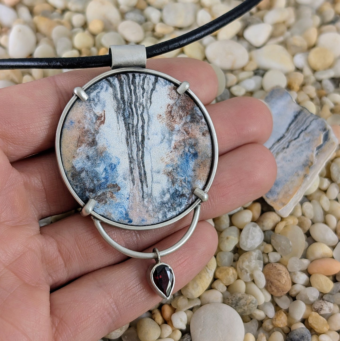 Enamel Shell and Garnet Necklace