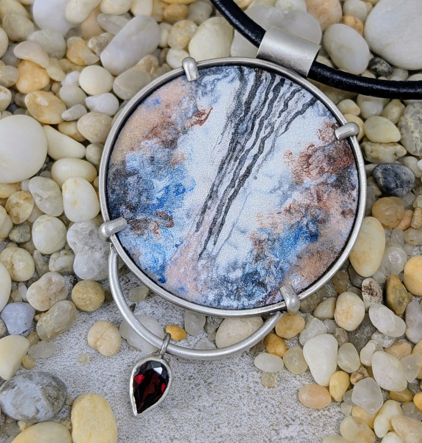 Enamel Shell and Garnet Necklace