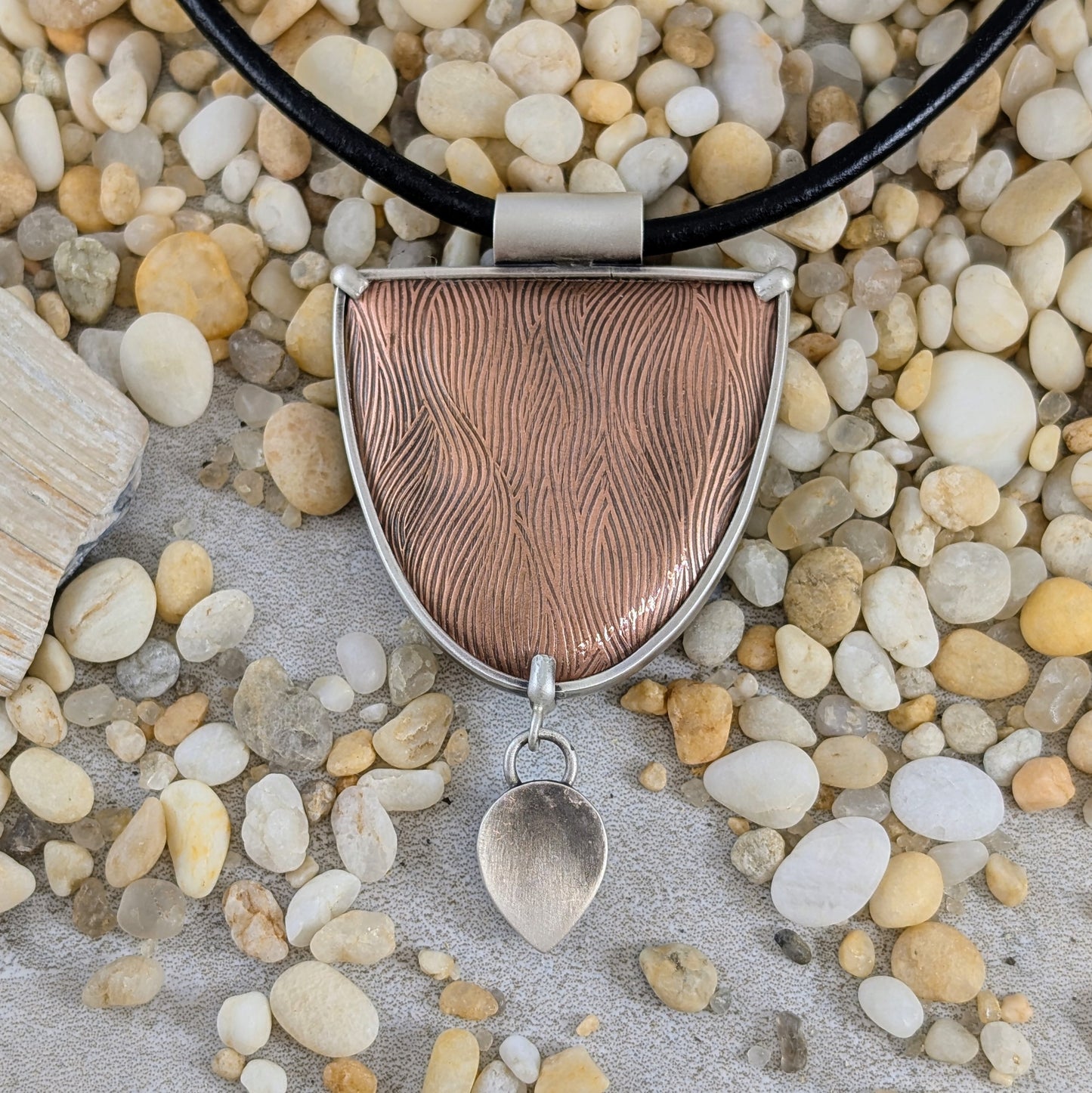 Enamel Shell and Teal Kyanite Necklace