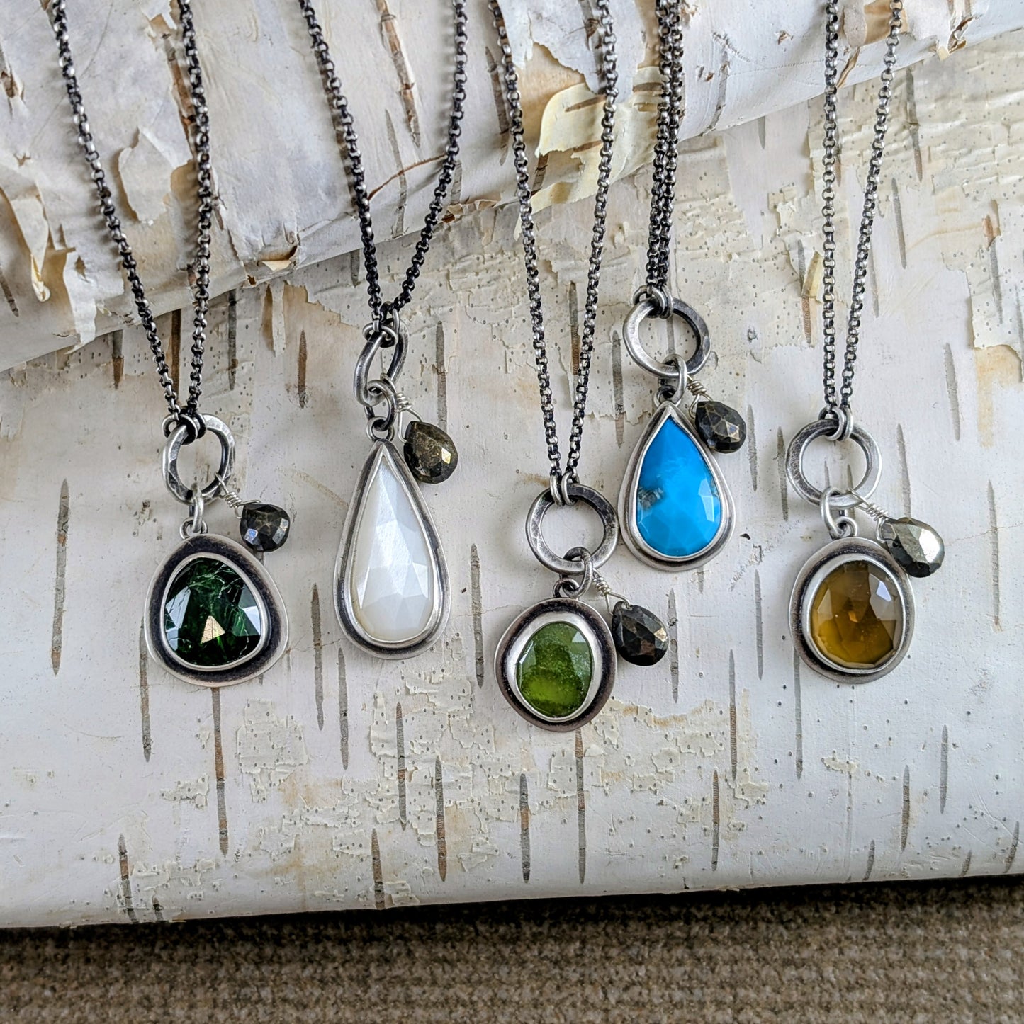 Faceted Stone and Pyrite Necklace