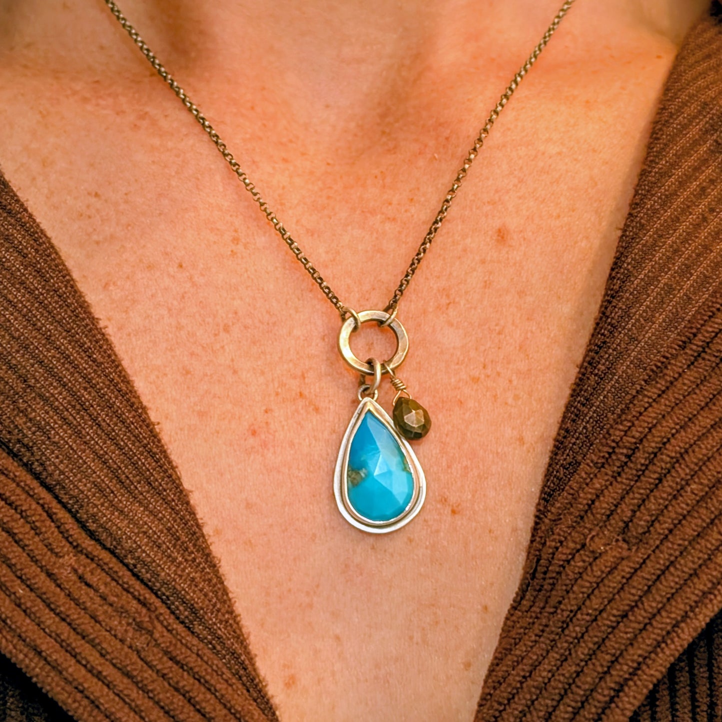 Faceted Stone and Pyrite Necklace