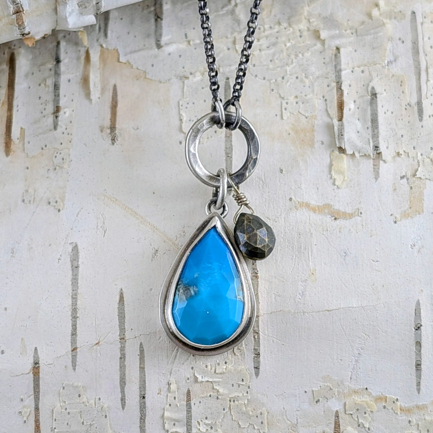 Faceted Stone and Pyrite Necklace