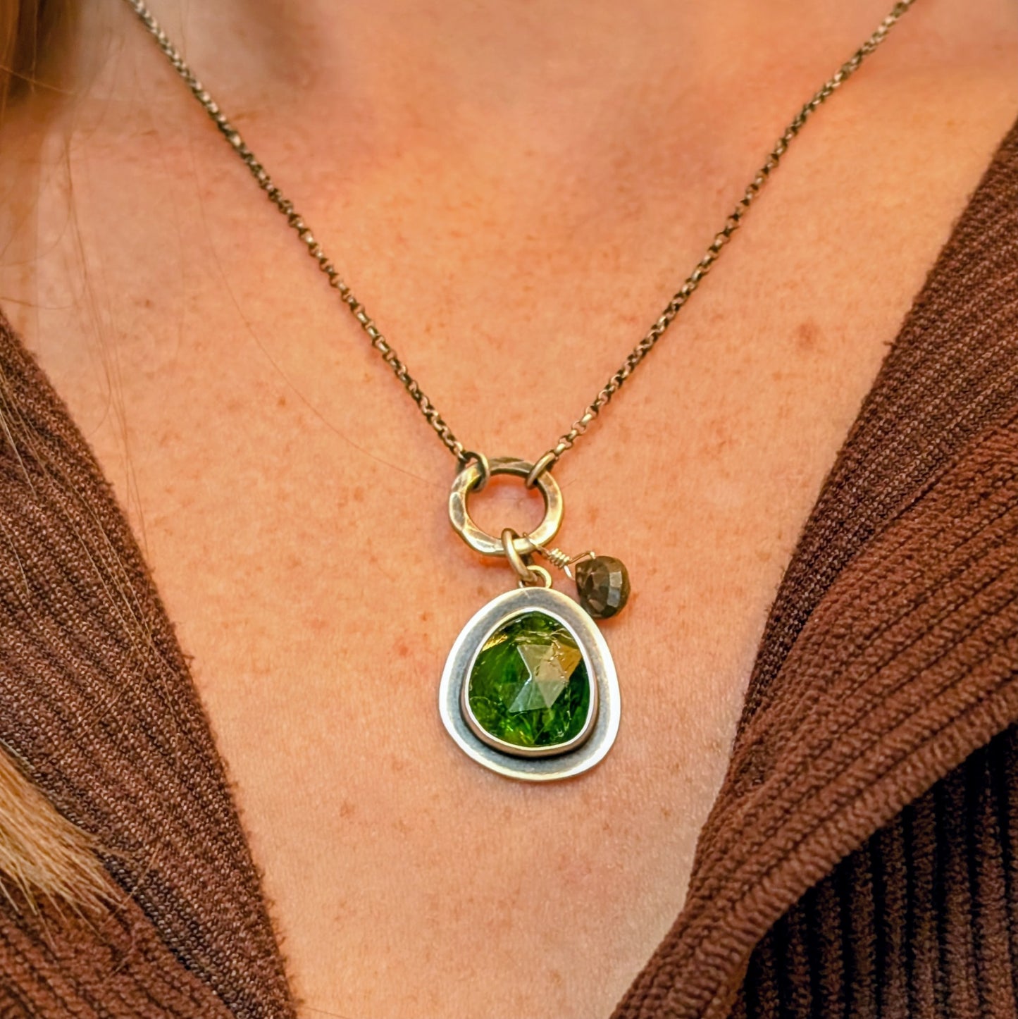 Faceted Stone and Pyrite Necklace