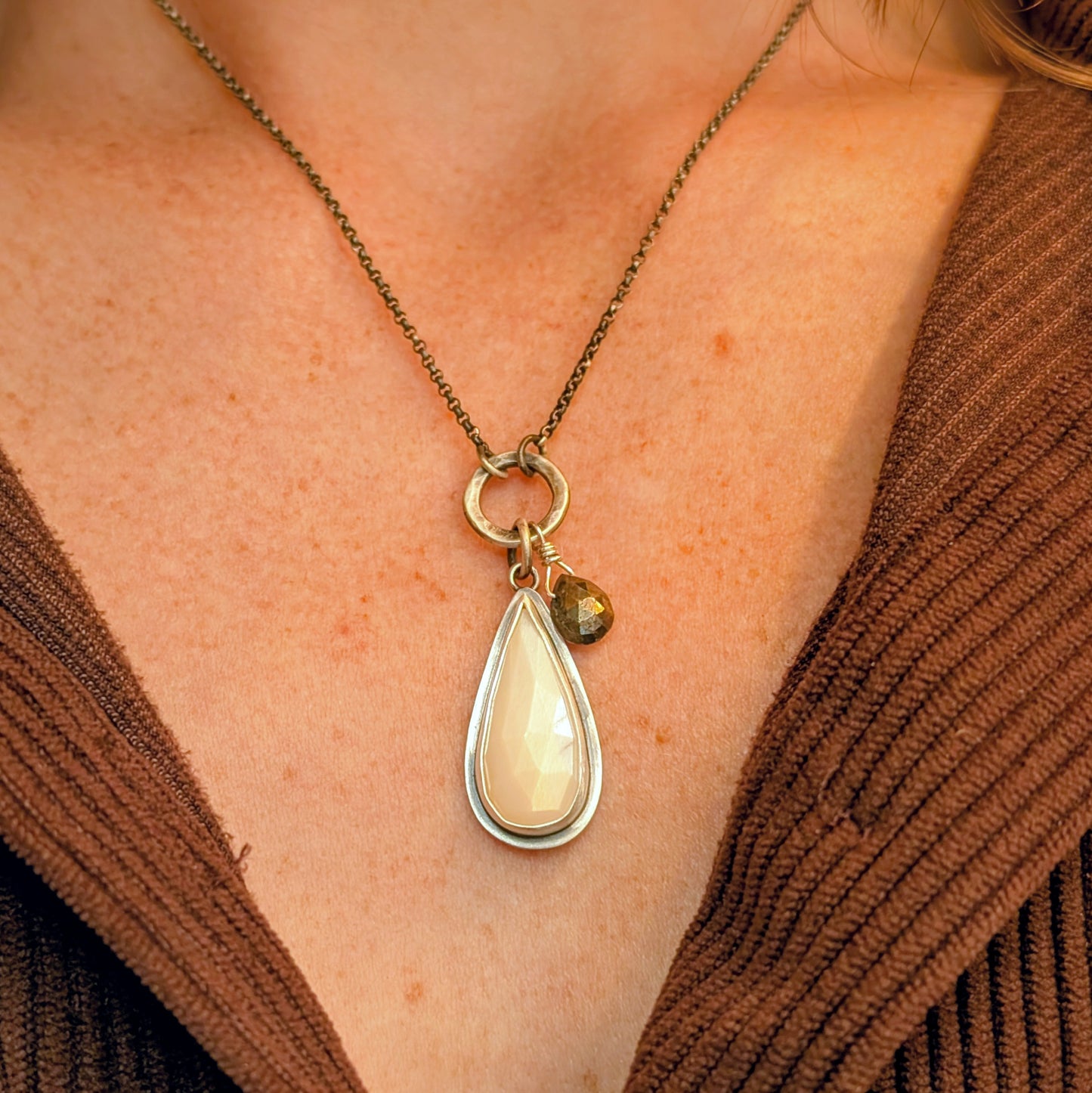Faceted Stone and Pyrite Necklace