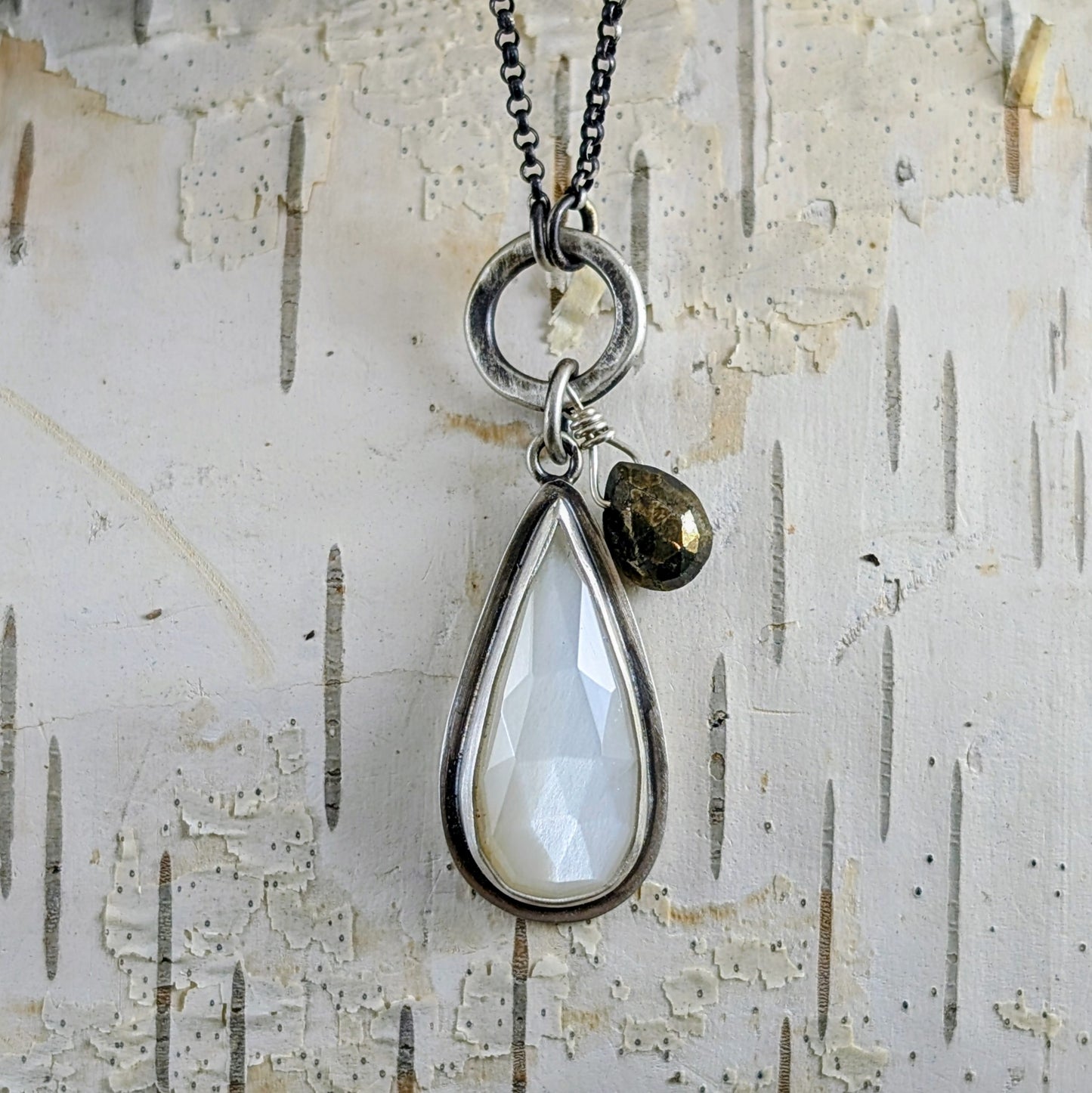 Faceted Stone and Pyrite Necklace