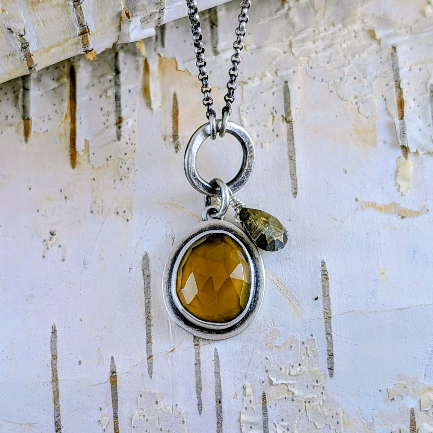 Faceted Stone and Pyrite Necklace