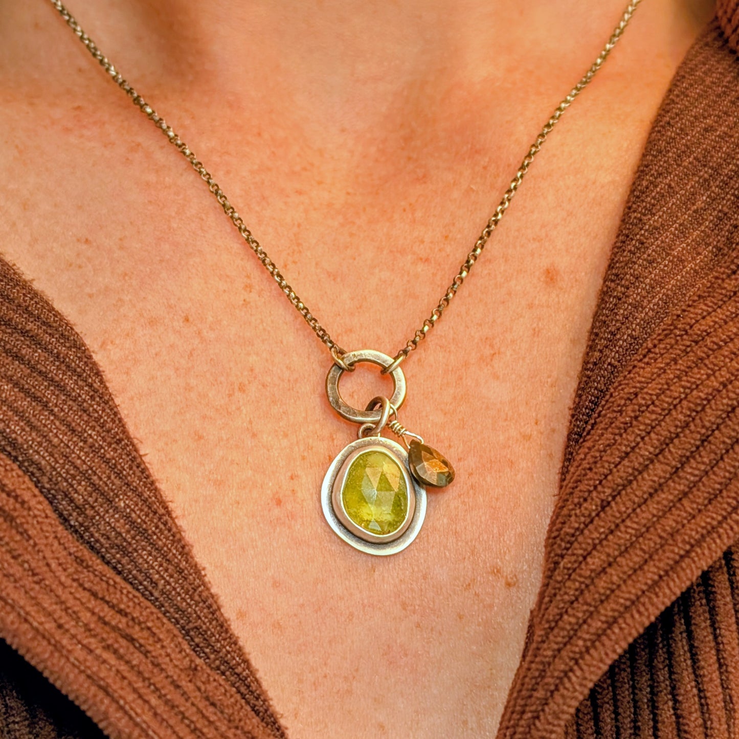 Faceted Stone and Pyrite Necklace