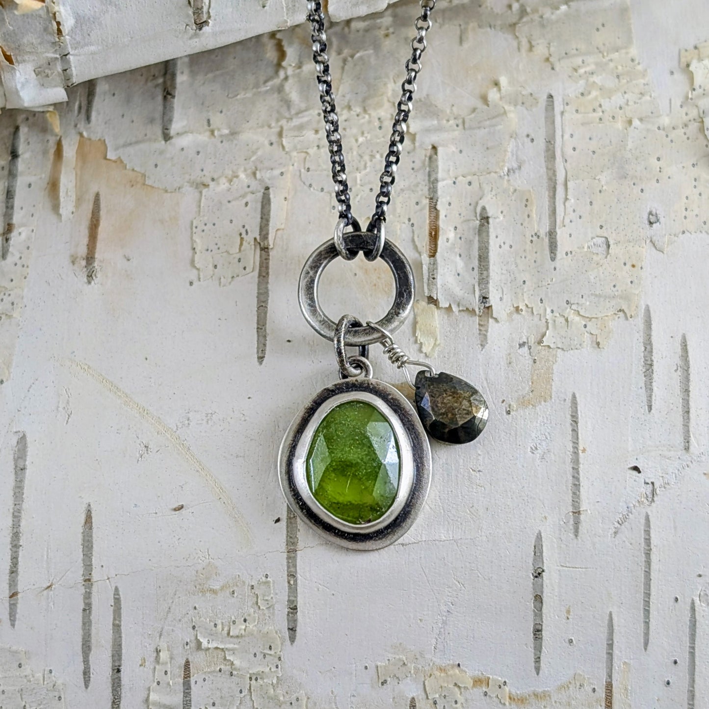 Faceted Stone and Pyrite Necklace