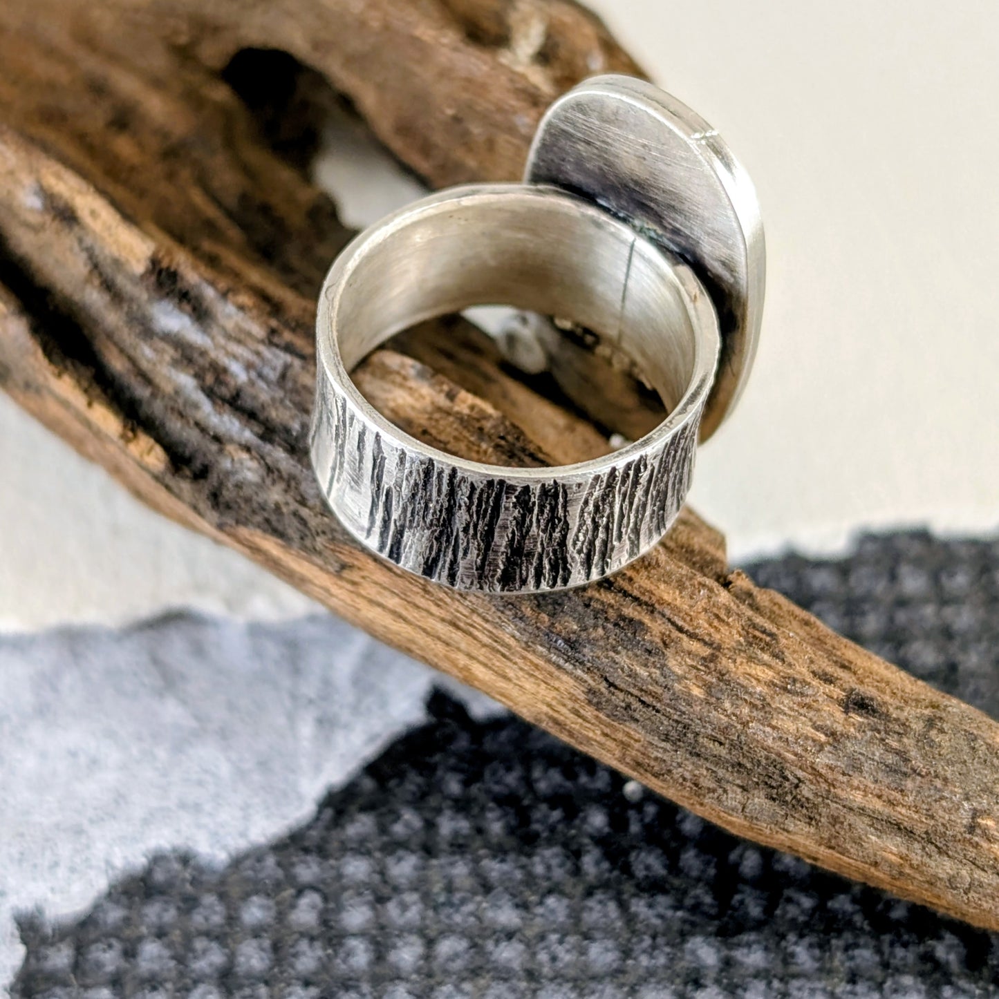Framed Labradorite and Cubic Zirconia Ring
