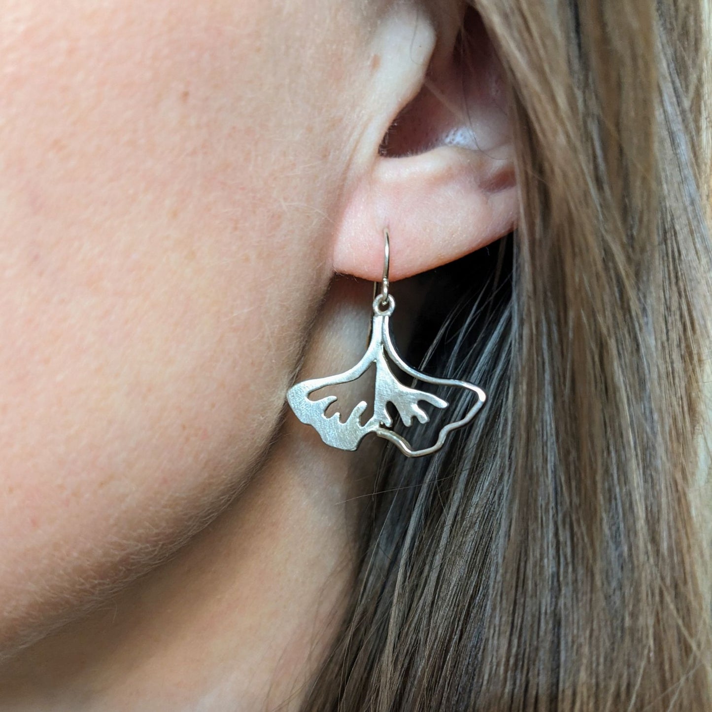 Ginko Leaf Earrings - Sterling Silver or 14k Gold