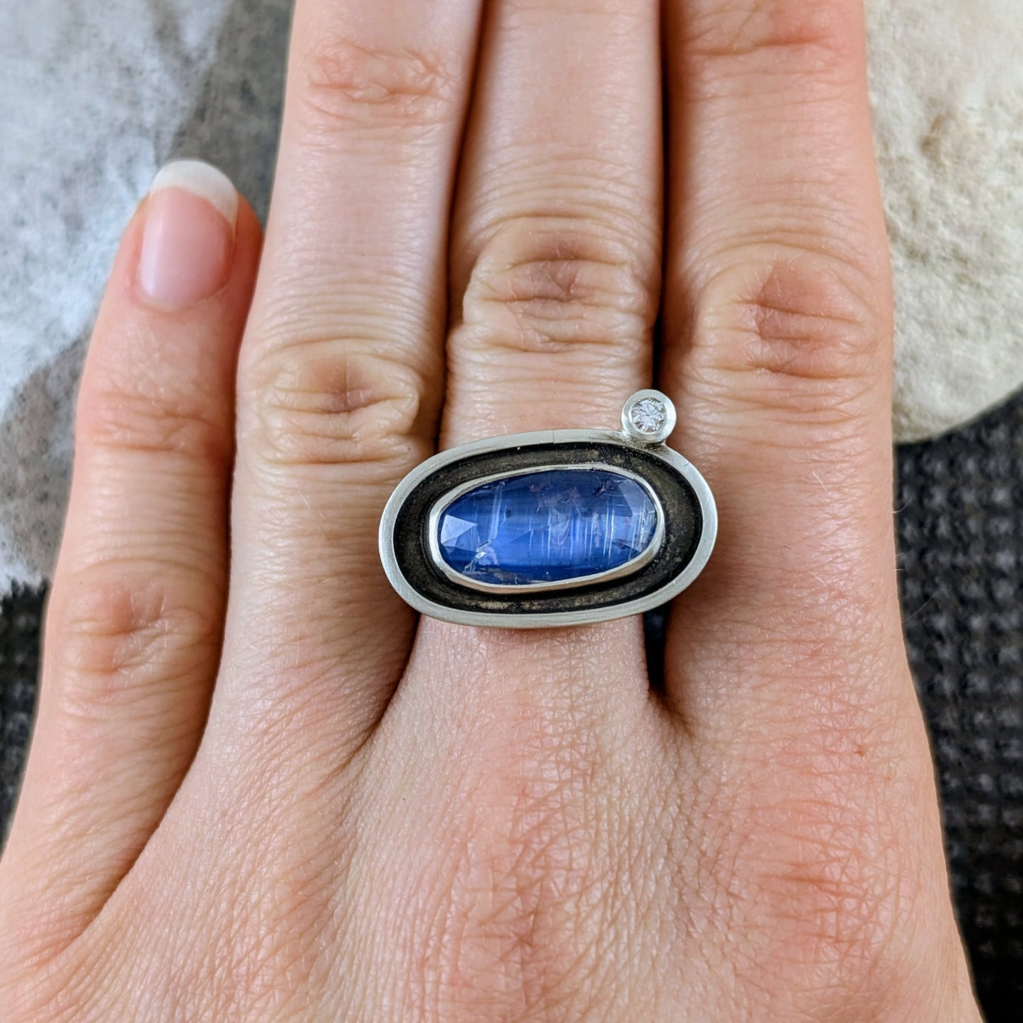 Kyanite and Cubic Zirconia Ring