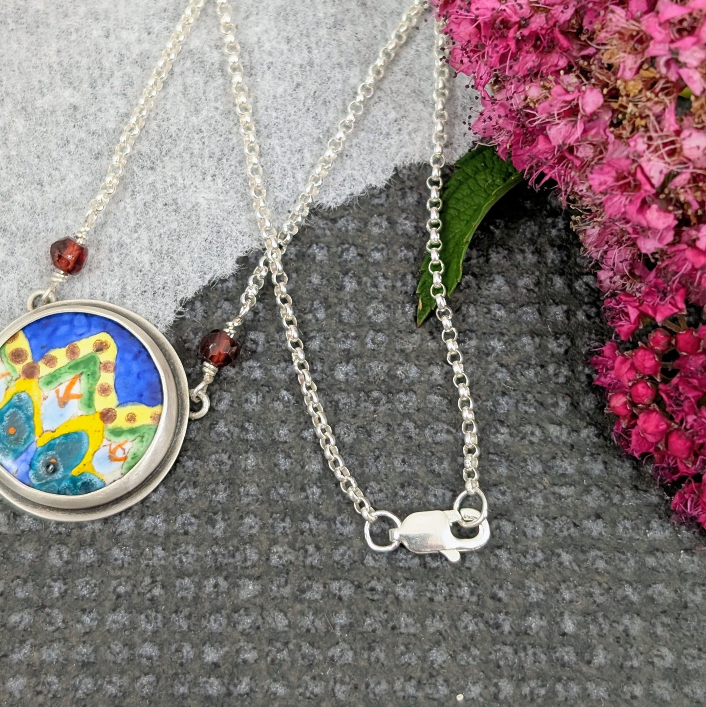 Enamel Mandala with Garnet Beads