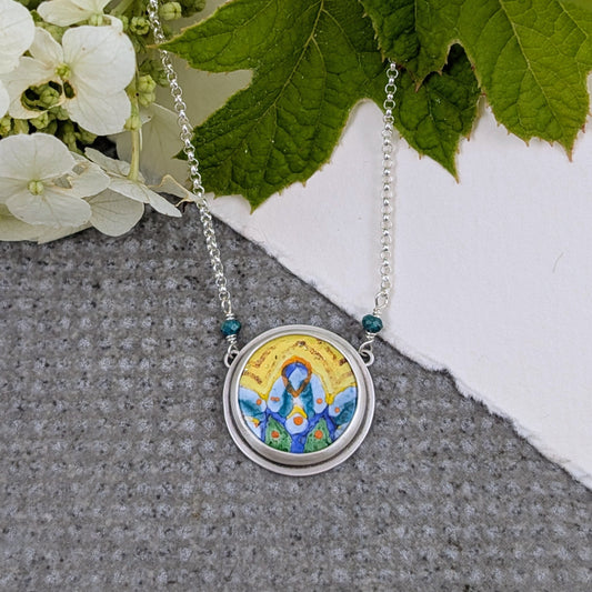 Enamel Mandala with Turquoise Beads