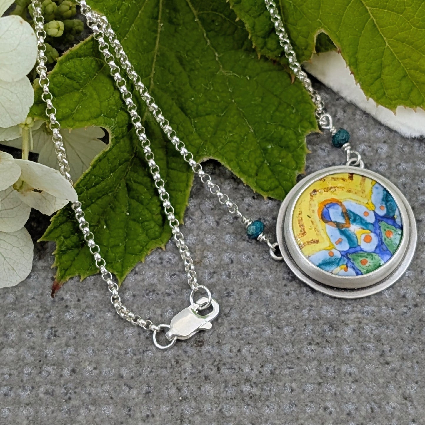 Enamel Mandala with Turquoise Beads
