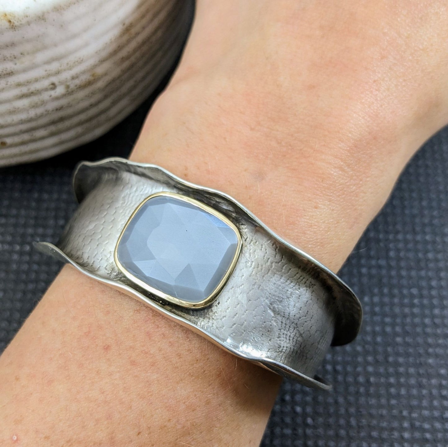 Moonstone Cuff with 14k Gold Bezel