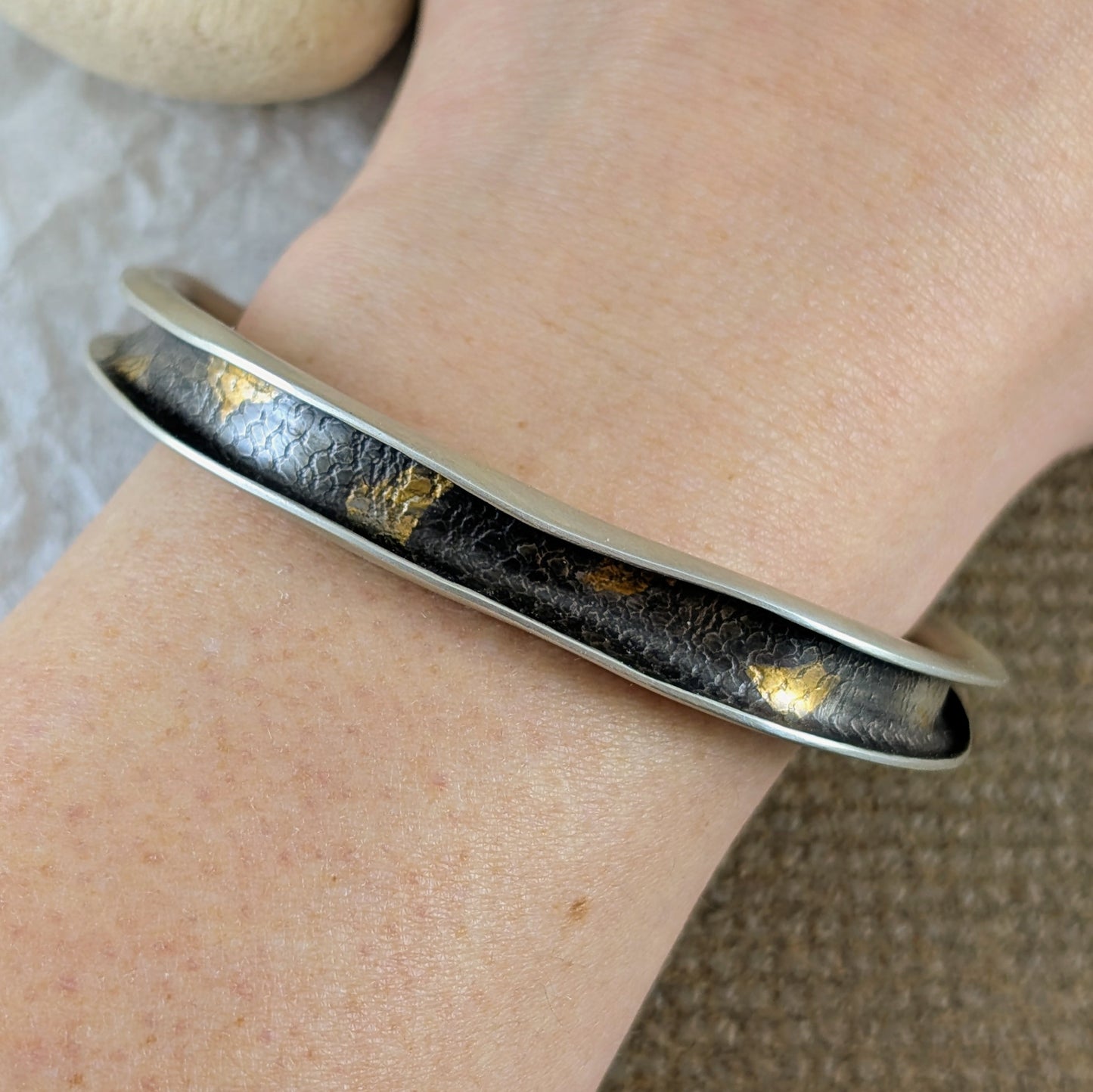 Sterling Silver Cuff with 24k Gold Keum-boo