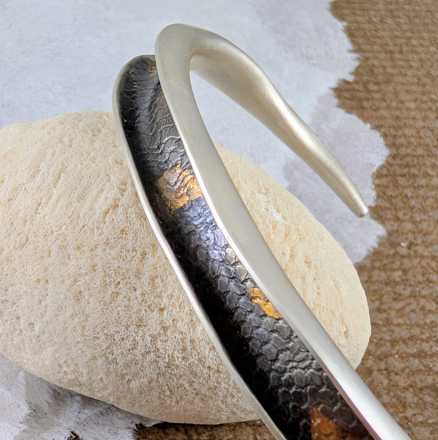 Sterling Silver Cuff with 24k Gold Keum-boo