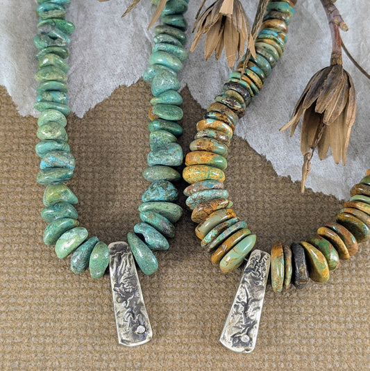 Turquoise with Cubic Zirconia in Reticulated Silver