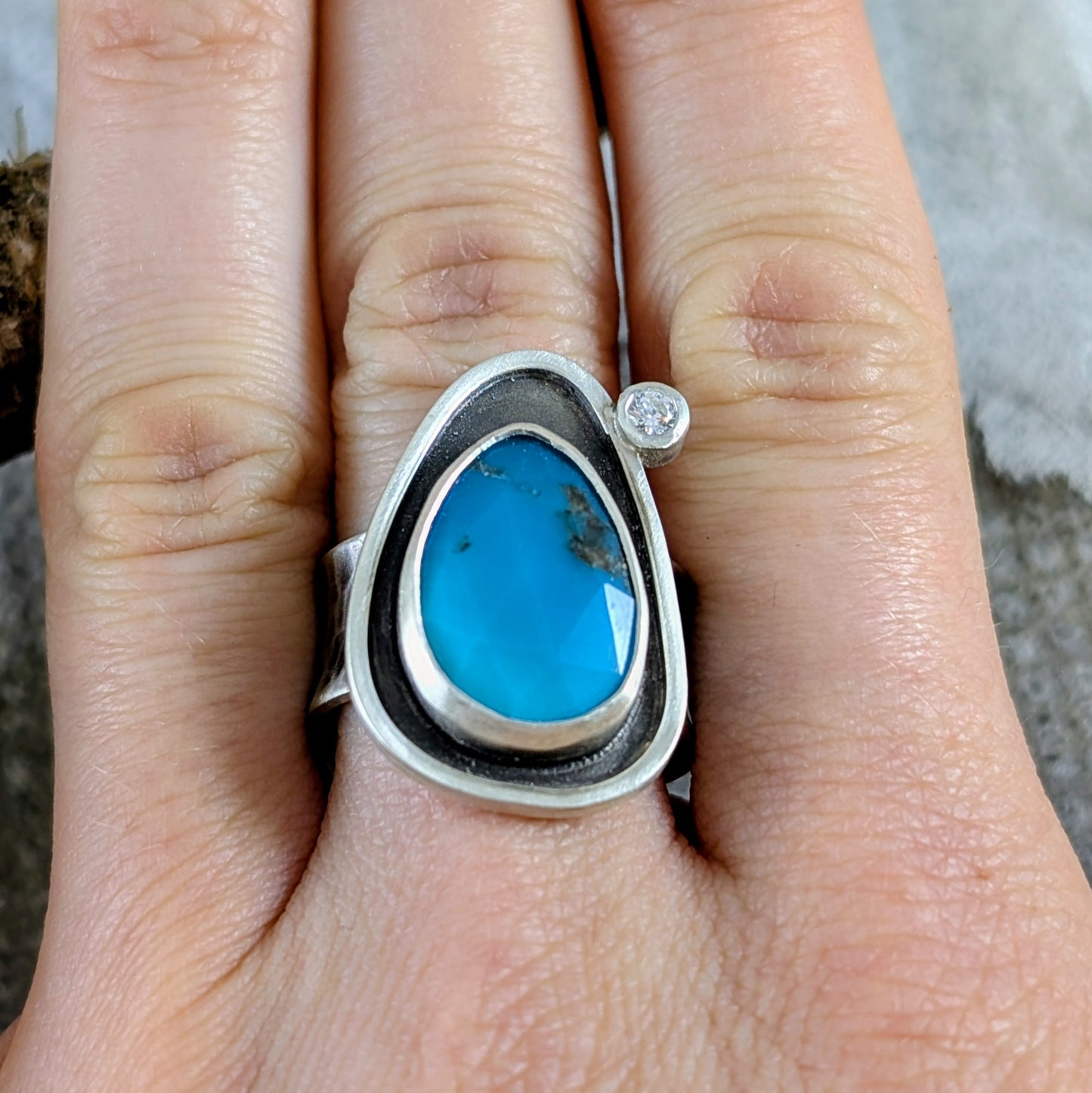 Turquoise and Cubic Zirconia Ring
