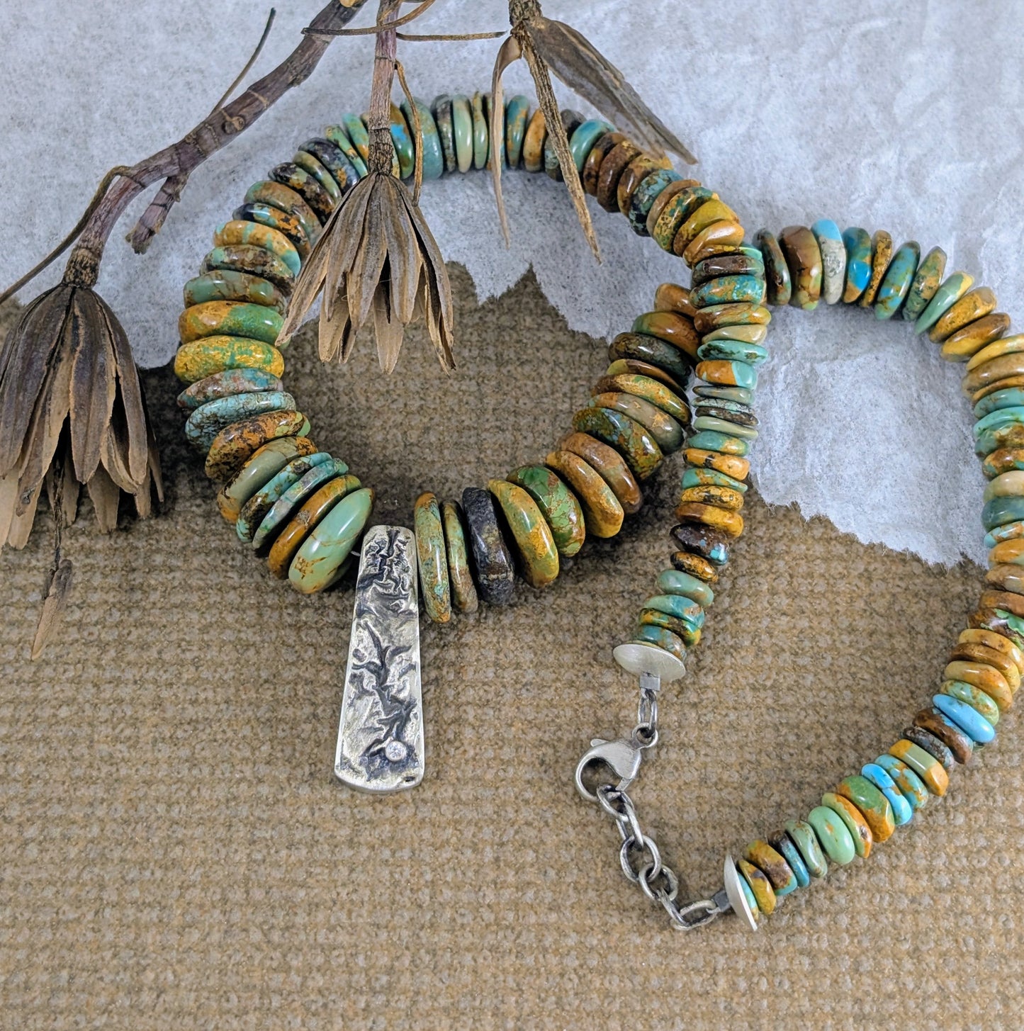 Turquoise with Cubic Zirconia in Reticulated Silver