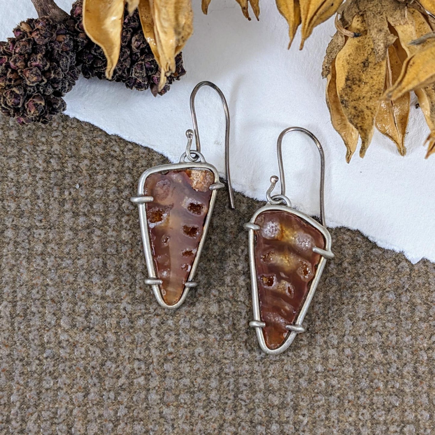 Fossilized Turretella Shell Earrings