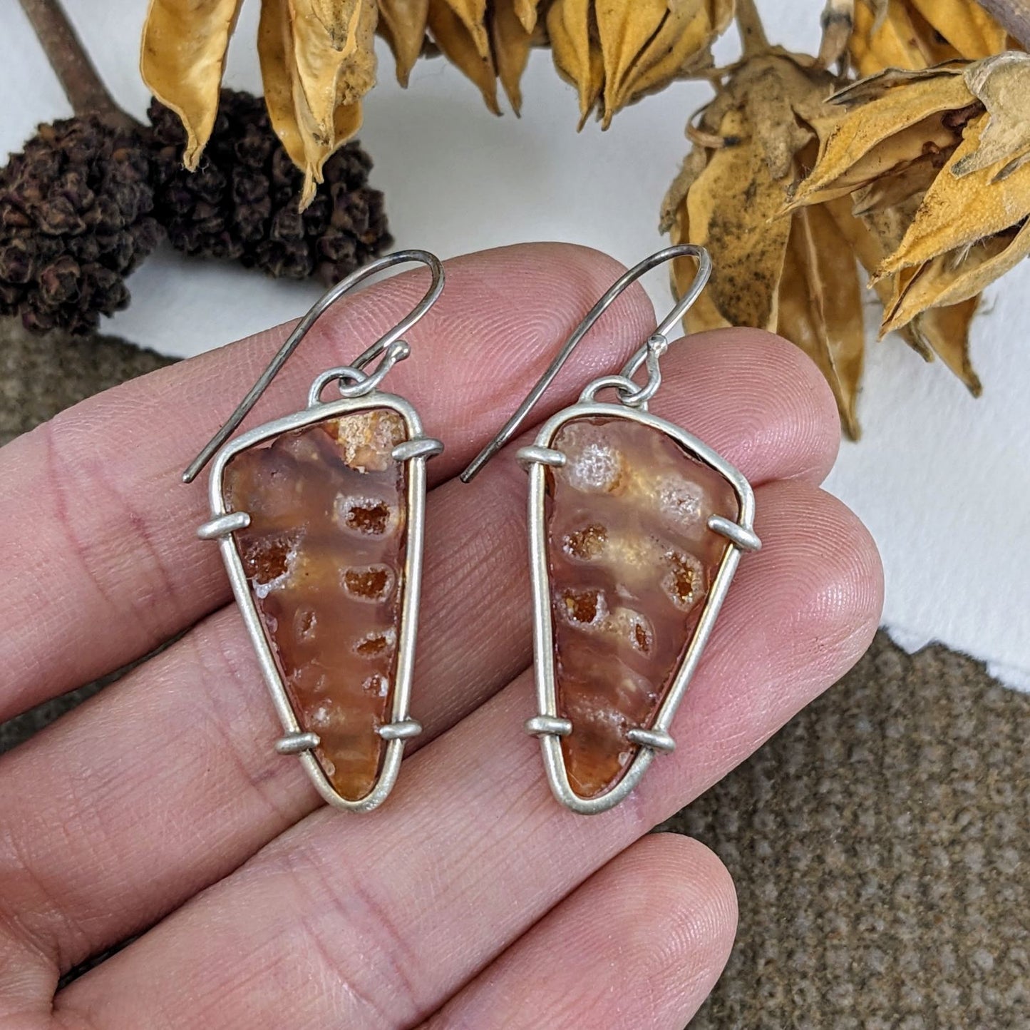 Fossilized Turretella Shell Earrings